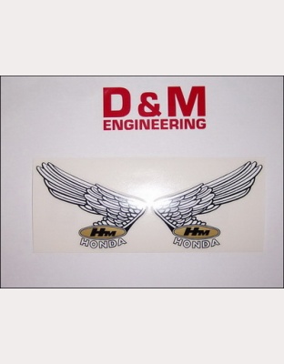 Honda wing Tank Decals.on clear vinyl.(pair) Medium - P/N TDECWTYPE1D P/N TDECWTYPE1D